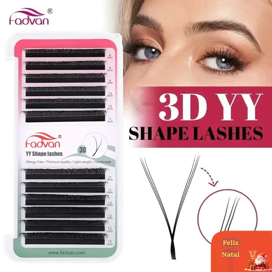 Fadvan 3D YY Pestanas Em Forma De 3 Pontas Divididas Extensão De Suaves BASF C/D/DD De Cachos