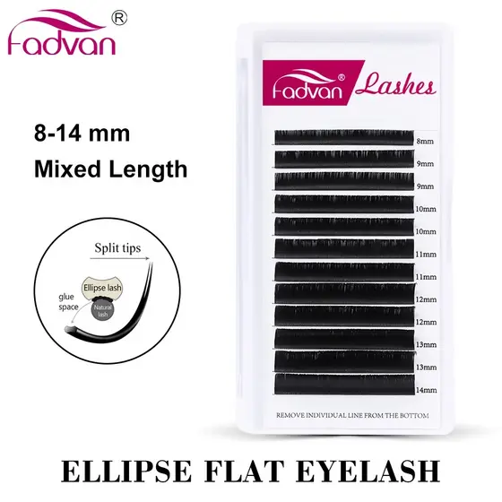 FADVAN Ellipse Cílios Planos Super Mink Black Extensão De Semipermanentes Ferramentas De Maquiagem Individual Muito Macias