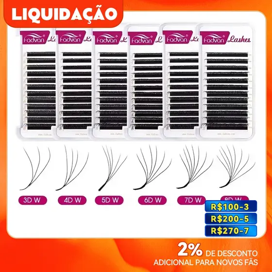 Fadvan Cílios Velho Pacakging YY 3D 4D 5D 6D 7D 8D W Forma Cílios Extensões C pestanas