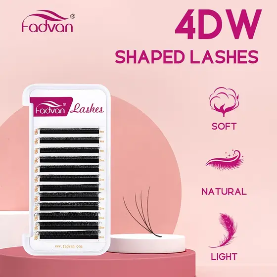 FADVAN 4D W Extensões De Cílios Em Forma De Volume Preamde Ventilador Falso Natural Com Embalagem Aleatória