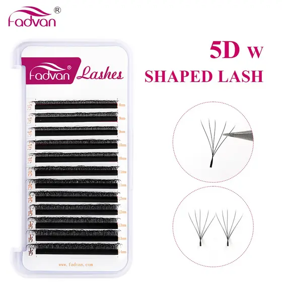 Fadvan 5D W Extensões De Cílios Em Forma De Vison Falso Profissionais Macios Naturais Com pacakging Aleatório