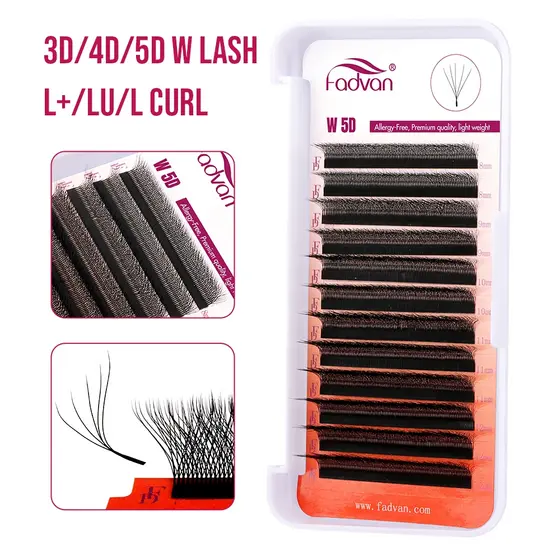 Fadvan Cílios Duplos 3DW Extensão De YY 5D 6D M (LU) Curl Volume Individual W Forma Automáticos