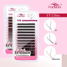 FADVAN YY Cílios C D LU LU Preto Marrom Cílios 2D Brasileiros Extensões Dois Cílios Ponta