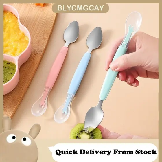 Colher De Raspagem Para Bebês Talheres De Aço Inoxidável De Frutas Puree Complementary Food Spoon
