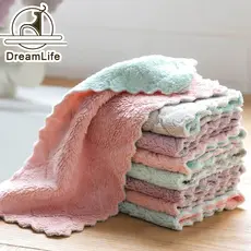 8 pcs Toalha De Prato Absorvente Forte Camada Dupla Em Microfibra/Pano/Acessórios De Cozinha