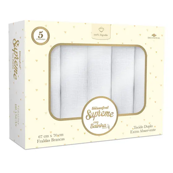Kit 5 Fraldas de Pano com Bainha Supreme Incomfral