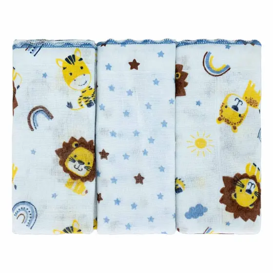 Fralda com 03 Unidades Leão Azul Bublim Petit
