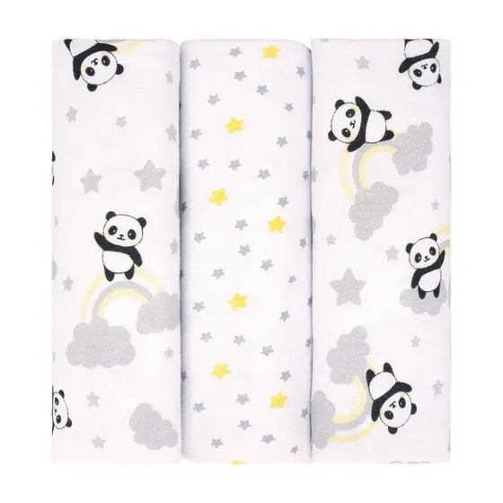 Cueiro para Bebê 03 Unidades 50 cm x 80 cm Panda Bublim Petit