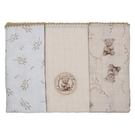 Fralda de Pano para Bebê 68 cm x 70 cm 3 Unidades Baby Joy