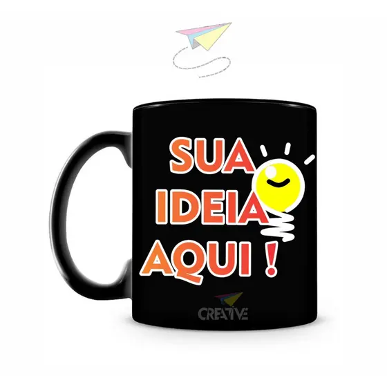 Caneca Preta Personalizada com Sua Foto/Imagem ou Logo