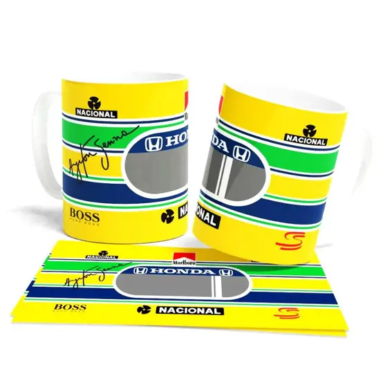 Caneca Ayrton Senna Retrô Fórmula 1 Presente Criativo Xícara 325ml Top Porcelana Amigo ou Amiga Similar