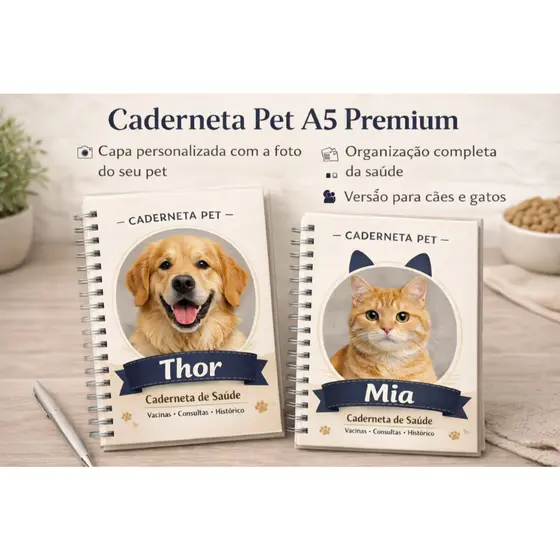 Caderneta Pet A5 Premium Personalizada | Saúde, Vacinas e Histórico do Seu Pet