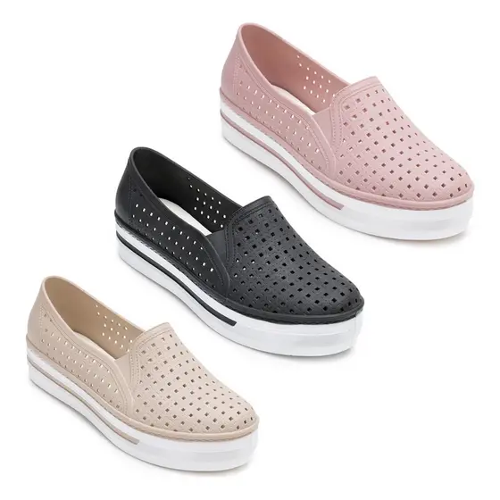 Tenis Feminino Casual Plataforma Slip Borracha Leve e Mega Confortável