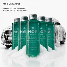 Kit 5 Unidades Shampoo Automotivo Premium Concentrado Nør Detail Neutro Rende 250L lavar Carro/Moto