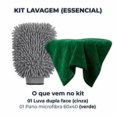 Kit Lavagem Essencial Automotiva Luva Dupla Face Pano Microfibra 60x40 Alta Absorção carros/motos