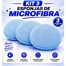 Kit 3 Aplicador de Microfibra Ceras/vitrificantes/Selantes/Abrilhantadores/Removedores de hologramas