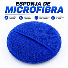 Aplicador de Cera de Microfibra Azul Com Encaixe para Mãos Aplicar Cera Automotivo Luva Carro/Moto