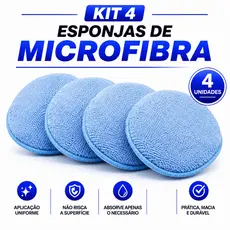 Kit 1/2/3/4 x Aplicador de Microfibras Redondo Polimento De Cera para Carro Automotivo - Nor Detail