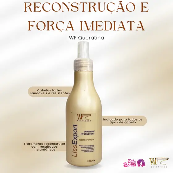 Queratina Capilar Tratamento Reconstrutor Cabelos Fortes e Saudáveis com Resultado Imediato WF 300ml
