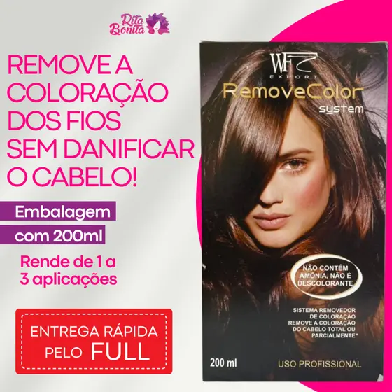 Removedor De Coloração Para Cabelos Coloridos, Com Tinta, Coloração, Luzes e Mechas WF 200ml