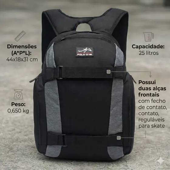 Mochila Masculina Polo One Reforçada Esportiva Skate Bag