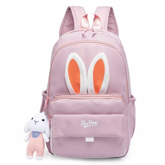 Mochila Infantil Feminina Coelhinho Moda Passeio Escolar Chaveiro Resistente