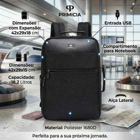Mochila Pasta Executiva Masculina Primícia Reforçada Trabalho Viagem