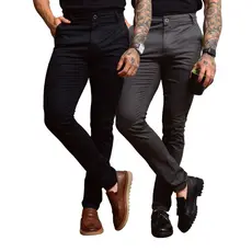 KIt 2 Calças Masculinas Sarja Alfaiataria Esporte Fino Slim