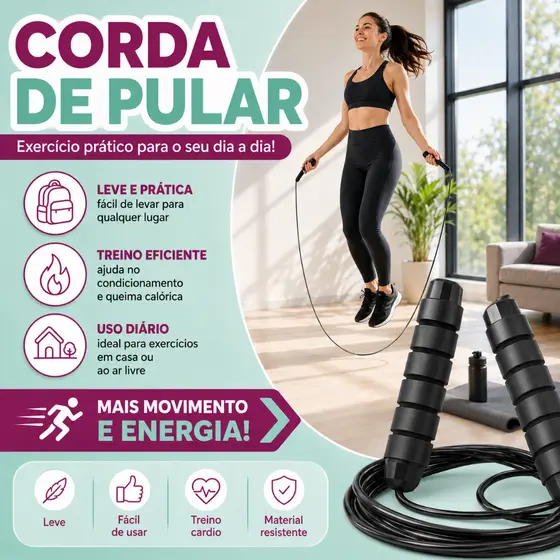 Corda de Pular Profissional 3 Metros Regulável - Kaftor