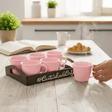 Bandeja Cantinho Do Café Com 6 Xícaras Acrílica 85 Ml