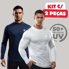 Kit com 2 Camisetas Manga Longa Uv Segunda Pele Para Praia Corrida e Dia a Dia