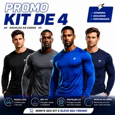 Kit com 4 Camiseta Uv Segunda Pele Proteção Solar Fator 50+ Cores Variadas Manga Longa Masculina