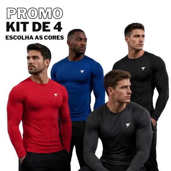 Kit 4 Camisa Térmica Proteção Uv 50+ Segunda Pele