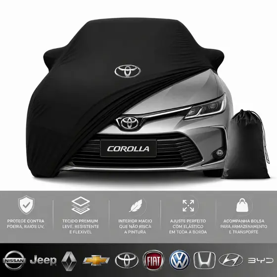 Capa de Carro Anti Risco e Poeira Toyota Chevrolet Volkswagen Honda Hyundai Jeep Nissan Renault BYD em Tecido