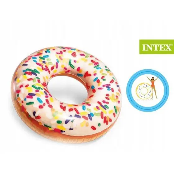 Boia inflável para piscina rosquinha donut granulado 99cm de diâmetro boia divertida redonda intex 56263