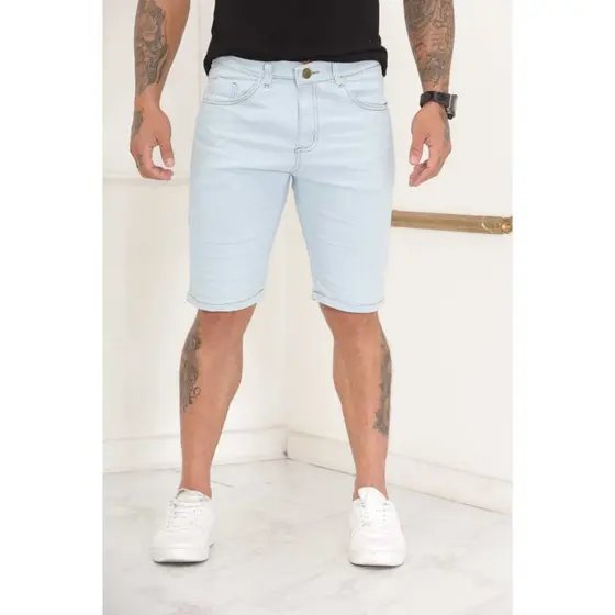 Bermuda Masculina Jeans Slim Com Lycra Confortavel Elegante