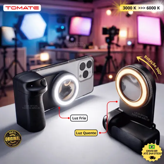 [OFERTA] Luz de Selfie para Celular Magnética Profissional Rotação 360º Ring Light LED Magsafe 6000K