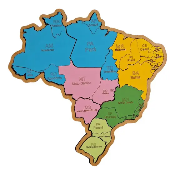 Jogo Educativo Mapa Do Brasil Mdf Para Crianças Aprendizado Pedagógico