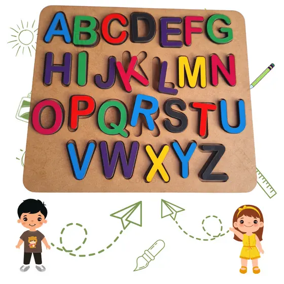 Brinquedo Montessori Educativo Alfabeto 26 Peças 2 a 4 anos Pedagógico
