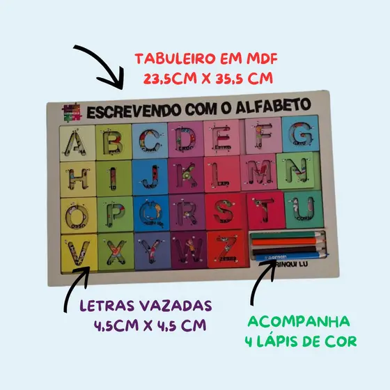 Jogo De Tabuleiro  Escrevendo Com O Alfabeto Infantil Brinqui Lu