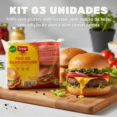 Kit 3 Pão de Hambúrguer Schär 130g Sem Glúten, Sem Lactose e Sem Conservantes