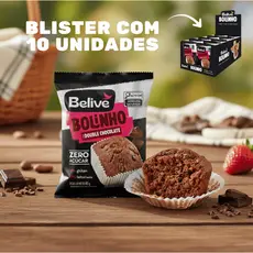 10 unid 40g Bolinho Belive Double Chocolate | Sem glúten, leite e açúcar