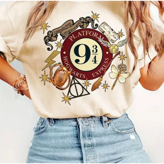 Camiseta Premium P ao G5 Plus Size 100% Algodão Harry Potter Plataforma 9 3/4 Streetwear