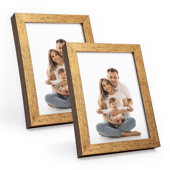 Kit 2 Portas Retrato C/ Vidro Moderno Decorativo Horizontal e Vertical De Mesa Estante Para Fotos Família 15x21 cm