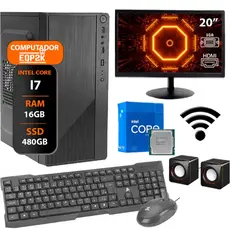 Computador Intel Core I7 4°gera. Ssd 480gb 16gb Memória Ram Monitor 20 + 500w