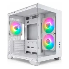 Gabinete Gamer Aquário Bpc-240 Branco Com 3 Coolers Rgb Branco