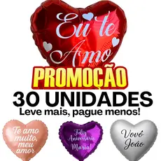Kit 30 Balões de Coração + VARETAS Balão Metalizado Balão Personalizado | Balão de Aniversário, Presente e Surpresa
