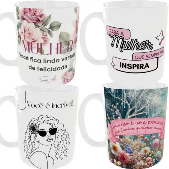 Caneca Porcelana Personalizada - Dia da mulher - Xícara Coleção Neutra - Bíblicas - Você é especial - Motivacionais