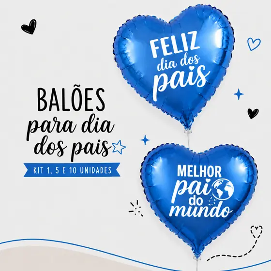 1 | 5 | 10 Balão de dia dos pais 22cm + vareta Balão metalizado 10 polegadas presente dia dos pais kit balões