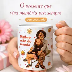 Caneca Personalizada Dia das Mães Foto Criação Exclusiva Canecas diferentes - Porcelana - Xícara- Caneca de Café - Mãe